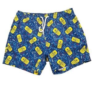 Shinesty Samuel Adams Swim Trunks Mens M Beer Can Print Mesh Lined